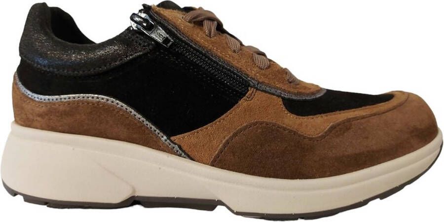 XSENSIBLE Lage Sneakers Dames Combi H Rits Sneaker Maat: 36 Materiaal: Leer Kleur: Bruin