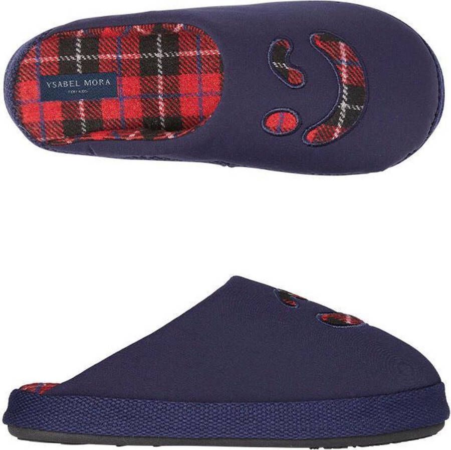 Ysabel Mora Pantoffels kinderen blauw smile | slippers extra zacht