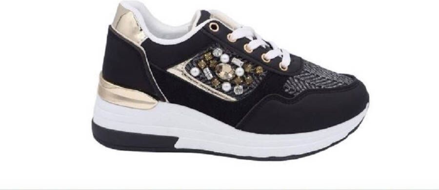 ZoeZo Design sneakers nieuwe collectie herfst winter 2024 2025 goud zwart wit bling stenen strass stof kunstleder suedine uitneembare zool