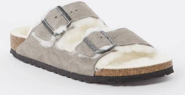 Birkenstock Arizona sandaal van suède met lamswol