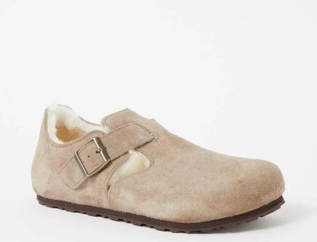 Birkenstock Boston Shearling instapper van suéde met lamswol