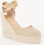 Castañer Chiara metallic-linnen espadrilles met striksluiting en 11 cm sleehak met dubbele platform. Yellow Dames - Thumbnail 2