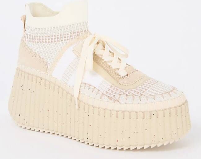 Chloé Nama sneaker met gebreid bovenwerk en plateauzool