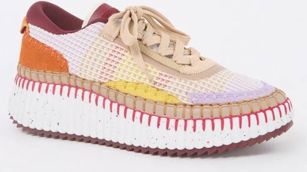 Chloé Nama sneaker met gebreid bovenwerk en suède details