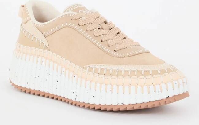 Chloé Nama sneaker van kalfsleer met suède details