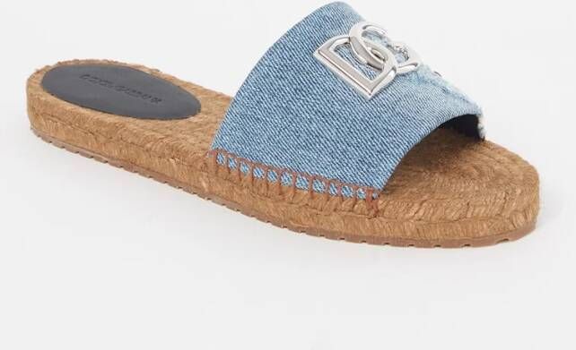 Dolce & Gabbana Slipper van denim met logo