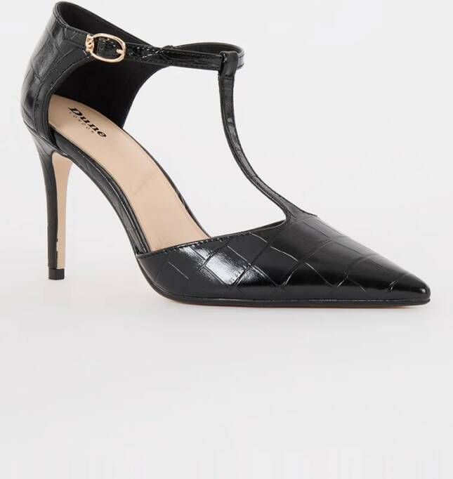 Dune London Castered pump met crocostructuur