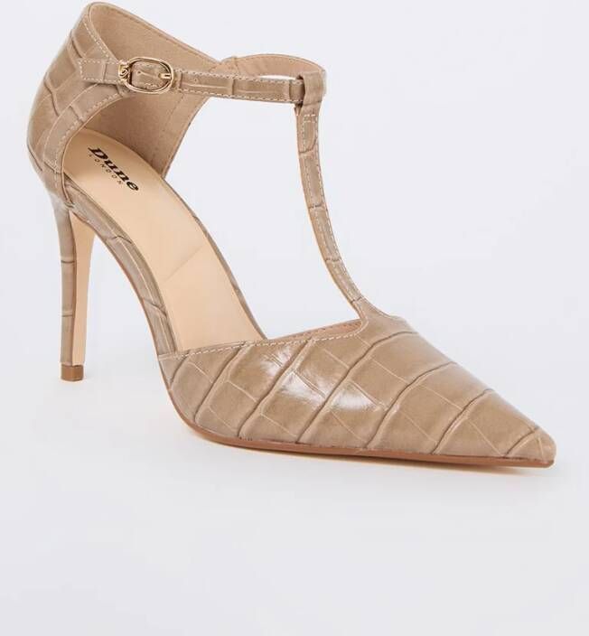 Dune London Castered pump met crocostructuur