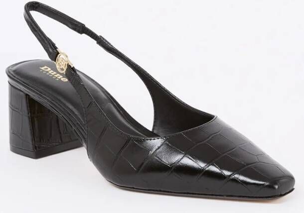 Dune London Contact slingback van leer met crocostructuur