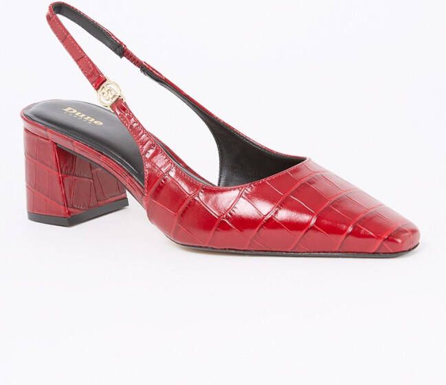 Dune London Contact slingback van leer met crocostructuur