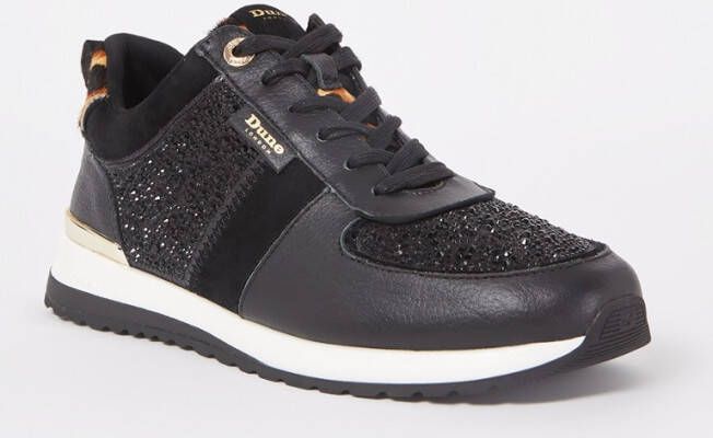 Dune London Ego sneaker met leren details en strass