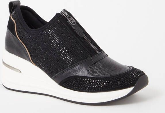 Dune London Elsha sneakerwedge van leer met strass