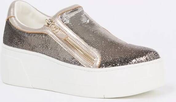 Dune London Episodic sneaker van leer met pailletten en plateauzool