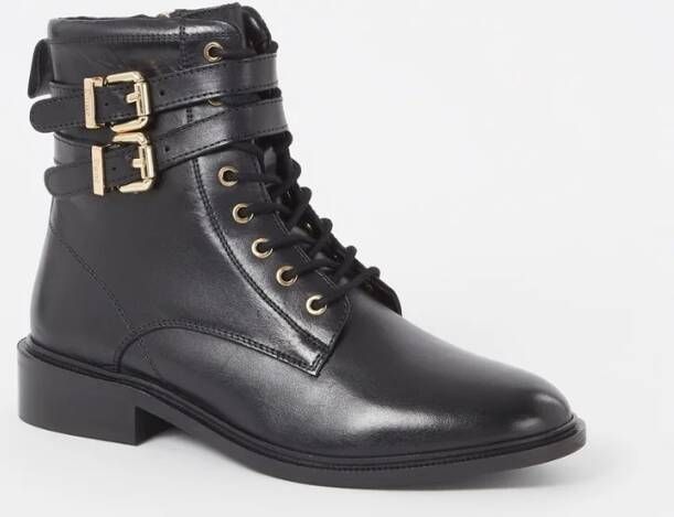 Dune London Phyllis veterboot van leer met gespdetail