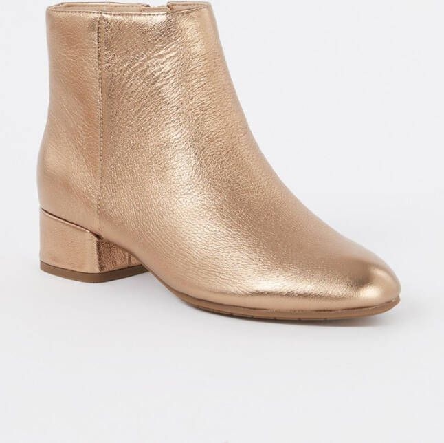 Dune London Pippie enkellaars van leer met metallic finish