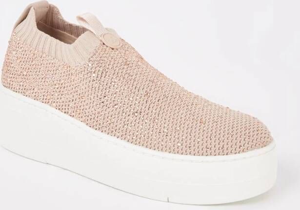 Dune London Sneaker met strass en gebreid bovenwerk