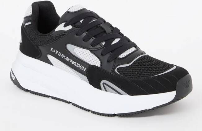 Emporio Armani Cusher Sonic Mix sneaker van suède met mesh details