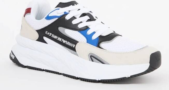 Emporio Armani Cusher Sonic Mix sneaker van suède met mesh details