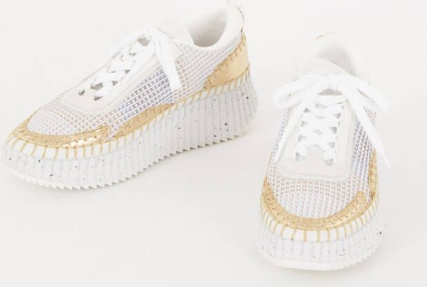 Chloé Nama sneaker met gebreid bovenwerk en metallic details