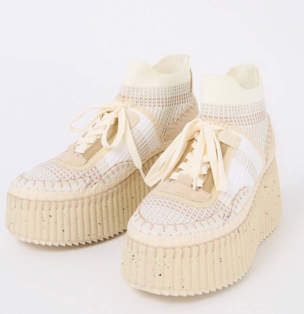 Chloé Nama sneaker met gebreid bovenwerk en plateauzool