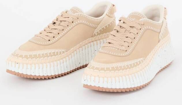 Chloé Nama sneaker van kalfsleer met suède details