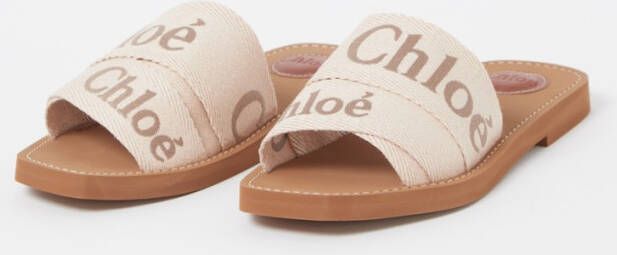 Chloé Woody slipper van canvas met logo