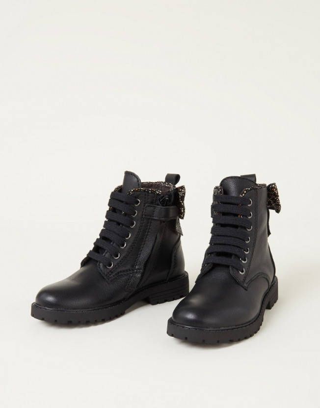 clic! Veterboot van leer met strikdetail