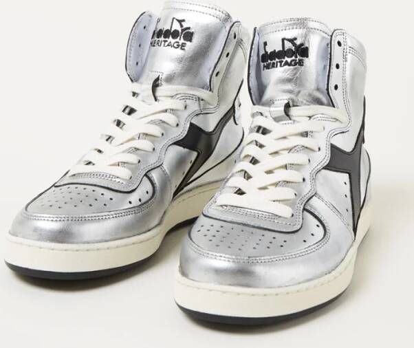 Diadora Mi Basket Used sneaker van leer met metallic finish