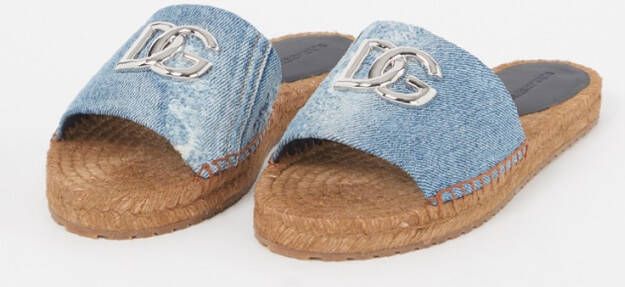 Dolce & Gabbana Slipper van denim met logo