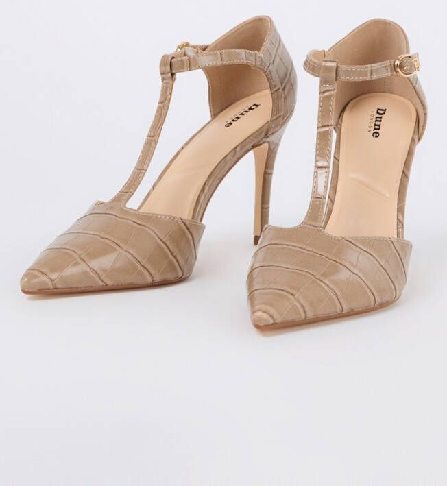 Dune London Castered pump met crocostructuur