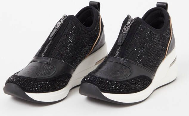 Dune London Elsha sneakerwedge van leer met strass