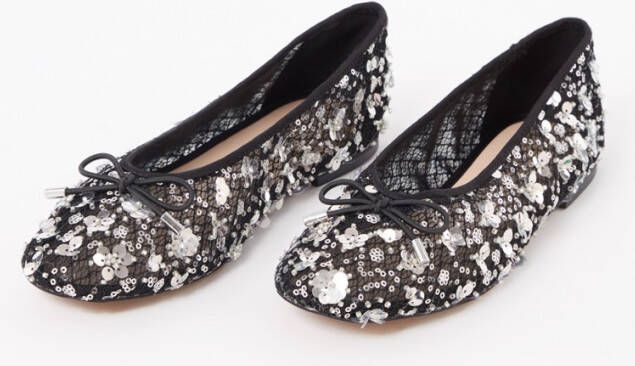 Dune London Hannie ballerina van mesh met pailletten