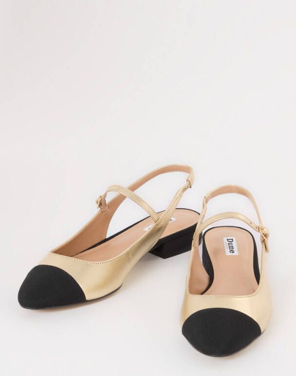 Dune London Hayes slingback van leer met lakleren details