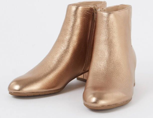 Dune London Pippie enkellaars van leer met metallic finish