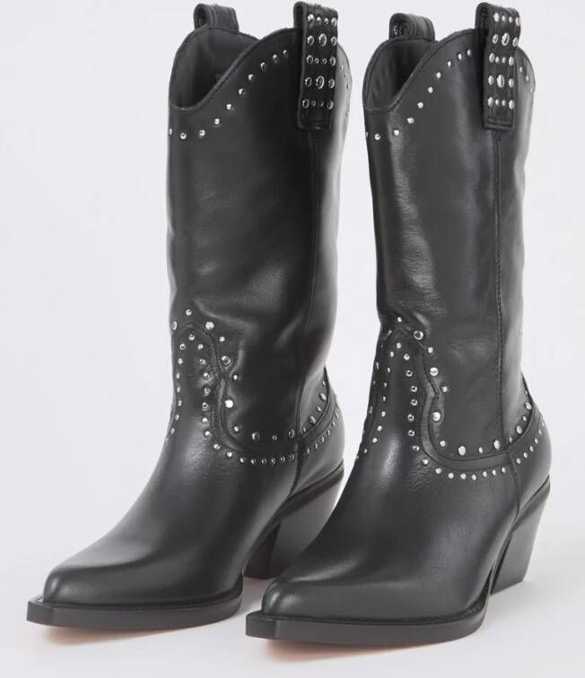 Dune London Podeo cowboylaars van suède met studs