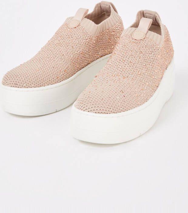 Dune London Sneaker met strass en gebreid bovenwerk