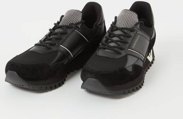 Emporio Armani Sneaker met suède en mesh details