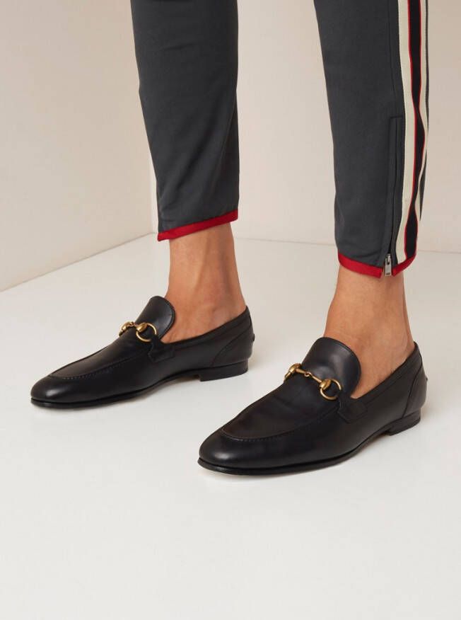 Gucci Zwarte leren loafers met Horsebit gesp Black Heren Schoenen