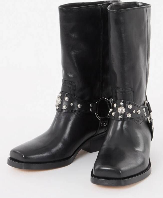 Isabel marant Antya biker boot van kalfsleer met studs