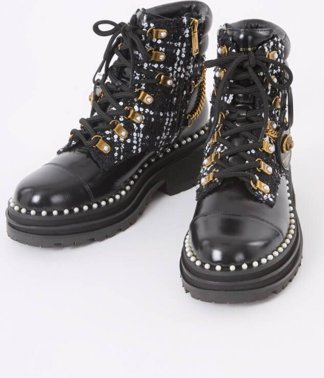 Kurt Geiger Biker boot met tweed-look