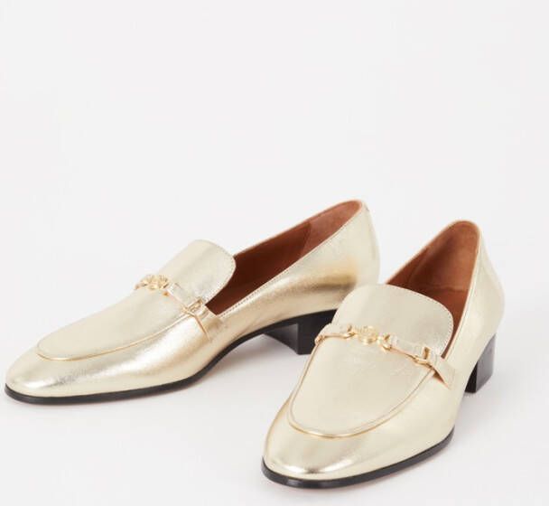 Maje Loafer van leer met metallic finish