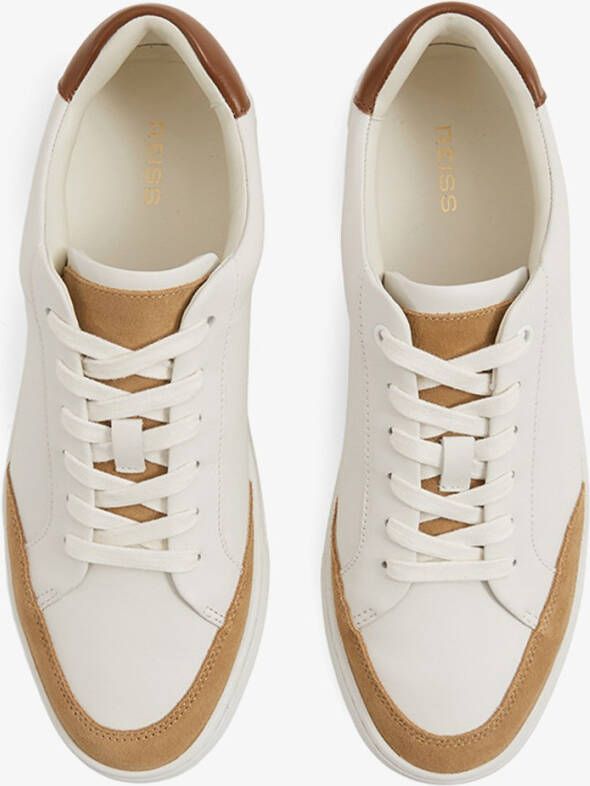 REISS Ashley sneaker van leer met details van suède