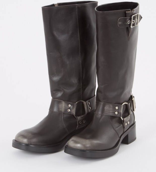 Steve Madden Beau biker boot van leer met gespdetail