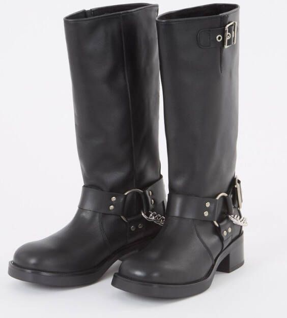 Steve Madden Beau-C biker boot van leer met gespdetail