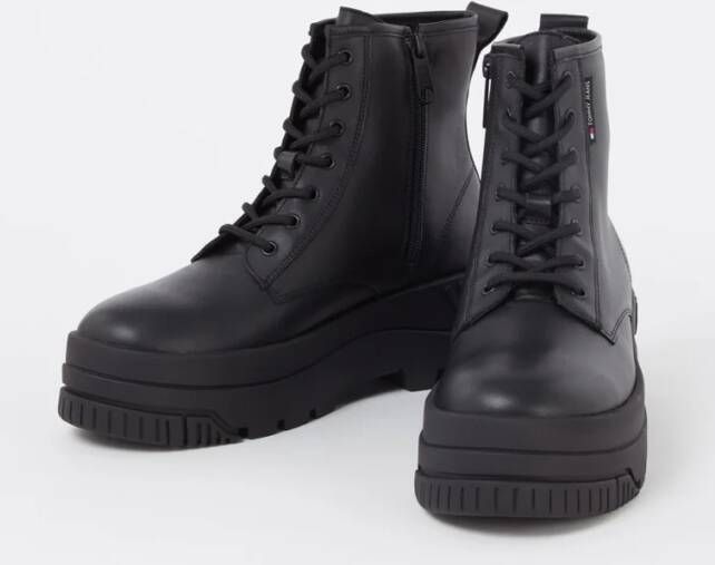 Tommy Hilfiger Biker boot van leer met plateauzool