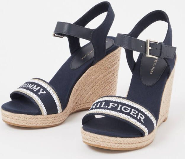 Tommy Hilfiger Espadrille met leren details en logo