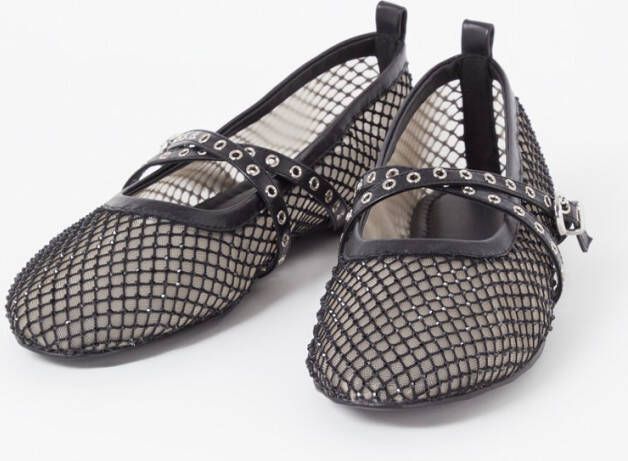 Toral Vilma ballerina van mesh met strass en leren details