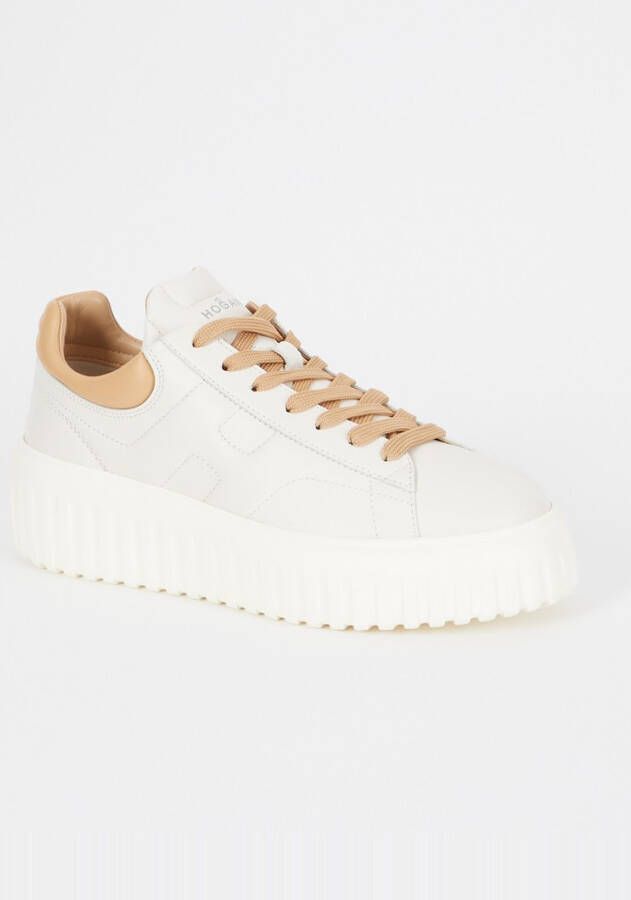 Hogan Witte Leren Gestreepte Plateau Sneakers White Dames