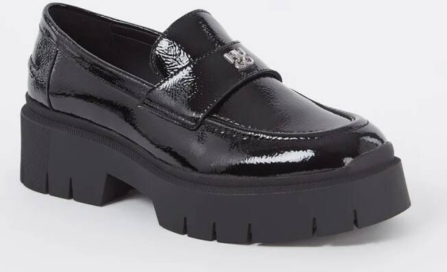 Hugo Boss Kris loafer van lakleer met plateauzool