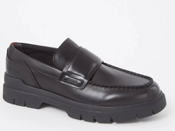 HUGO Leren loafers met labeldetail model 'Ryan'